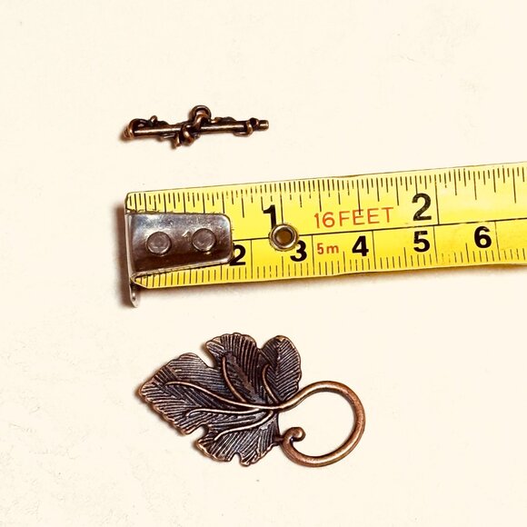 2/$20, Large Grape Leaf Shape Red Copper Tone Alloy OT Toggle Clasps 10 Sets - Picture 4 of 5